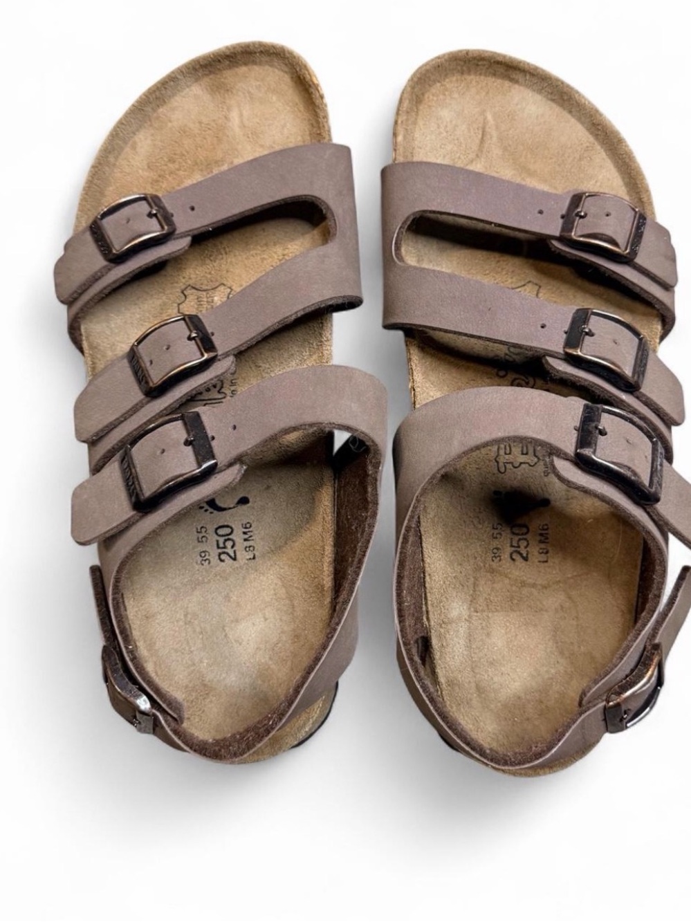 Women's Triple-Strap Taupe Sandals with Adjustable Buckles